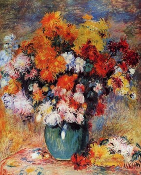 Pierre Auguste Renoir Painting - vase of chrysanthemums Pierre Auguste Renoir